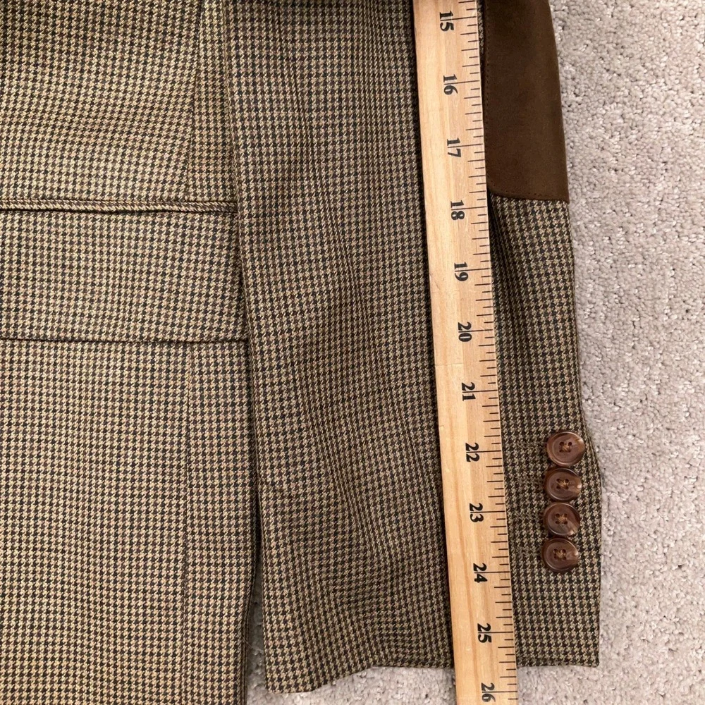 Ralph Lauren Mens 42L Brown Houndstooth‎ Elbow Patches Quiet Luxury Ivy League